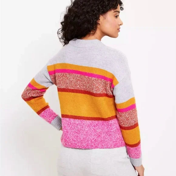 LOFT Lou & Grey Pink/Gold/Gray Multi Stripe Sweater Size XS - Picture 2 of 8